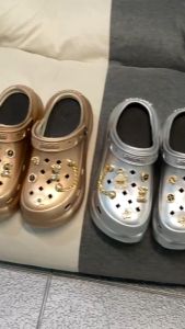 รองเท้าหัวโต เสริมส้นพื้นหนา รองเท้าส้นตึก สีเงิน สีทอง สินค้าพร้อมส่งจากไทย SUN-8694