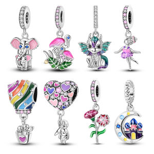 Silver Plated Romantic Balloon Ballet Dancer Beads Charms Fit Original Charm Bracelet DIY for Women Jewelry Gift