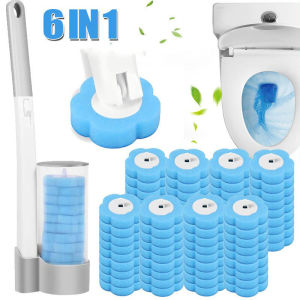 Wall-mounted Disposable Toilet Brush / Long Handle Bathroom Cleaning Sponge Brush / Replaceable Brush Head-Efficient Long Handle for Bathroom-Toilet Cleaner