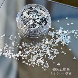 1Jar 1-3mm Shiny Silver Star Nail Glitter Sequins Pentagram Shape Paillettes Ultrathin Nail Decorations DIY Y2K Nail Supplies11
