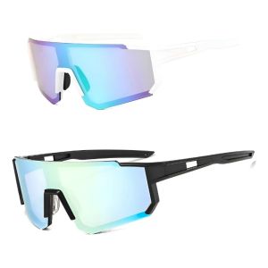 2 Pieces Sports Bike Sunglasses Racing Uv Protection Kit Color White And Black Frame Color White And Black Lens Color Mirrored