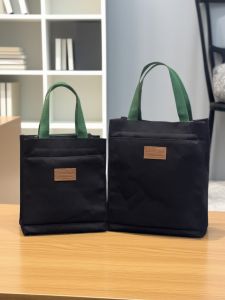 Japanese Style Minimalist Canvas Reticule Elementary School Students Tutorial Bag Tuition Bag Lunch Box Bag Office Worker Work Clothing A4 Data Packet