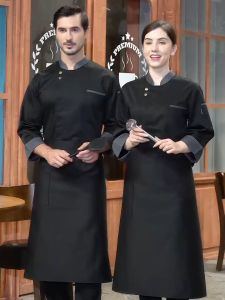 Chef Uniform for Men Women Black Long Sleeves Chefs Uniform Cotton Catering Uniform Chef Jacket Chef Cook Uniform Hotel Kitchen Bakery Work Uniform Waiter Uniform Plus Size M-3XL