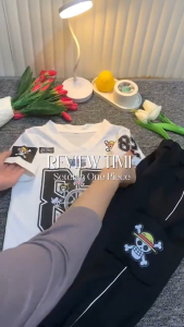 SETELAN JERSEY ONE PIECE ANAK LAKI-LAKI LENGAN PENDEK CELANA CARGO 3-12 TAHUN BAJU ANAK TERBARU