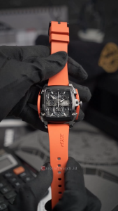 Jam Tangan Pria Expedition Chronograph EX 3008 GCRTEBAOR Black Dial Orange Rubber Strap