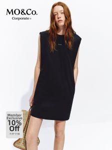 MO&Co. | Summer New Arrival Wide Shoulder Neutral Style Cotton Dress with Ribbon
