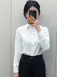 Professional White Long Sleeve Womens Shirt Commute Formal Interview Workwear Utility Single Row Multi Button Shirt