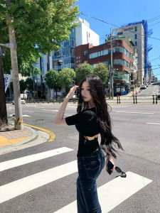 Gyokuu Womens Slim Fit T-Shirt 2025 Summer Collection Short Sleeve Backless Design Breathable Comfortable Rcelle Fiber