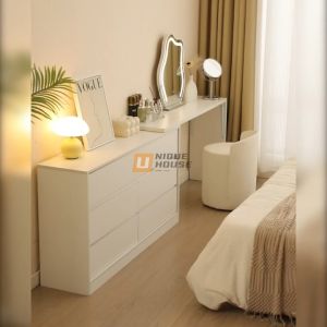 Dressing Table Narrow Makeup Table With Drawers 30CM Narrow Vanity Table Retractable Table Space-Saver Vanity Table Bedroom Dressing Table with Mirror
