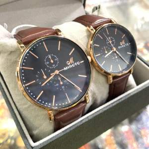 Jam Tangan Couple Mirete Kulit Tipis Analog Tahan Air