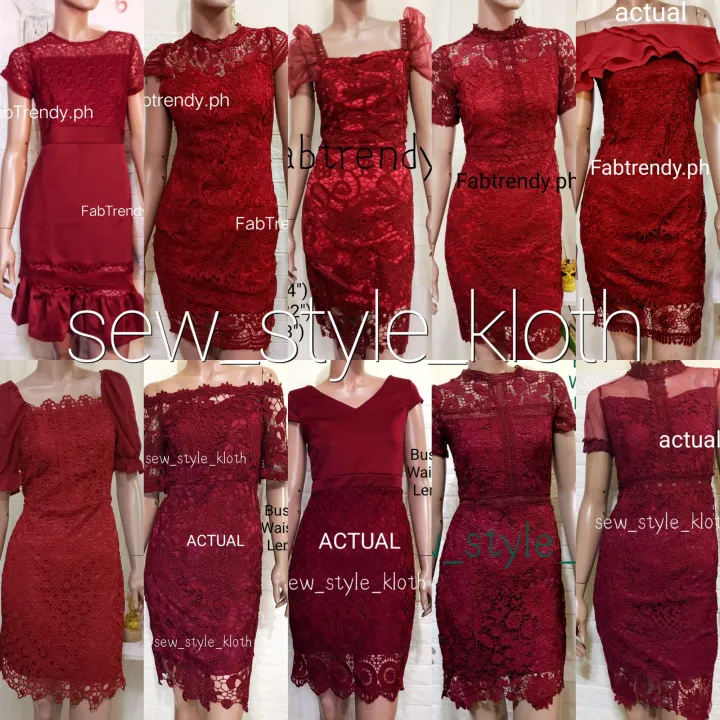 SSK Red Maroon Casual Semi formal Wedding Cocktail Dress Lazada PH