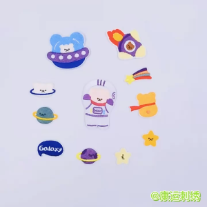 028 Space Astronaut Bear DIY Embroidery Cloth Stickers Hot Ironing DIY Embroidery Patches Phone Case IPAD Handbook Decoration Clothing Bags