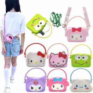 อะนิเมะSanrio Hello Kitty Kawaiiแฟชั่นสาวกระเป๋าซิลิโคนน่ารักการ์ตูนCrossbodyไหล่กระเป๋าเด็กของขวัญวันเกิด