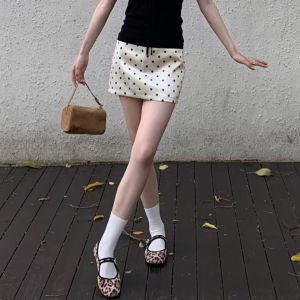YISOF | Black Polka Dot Short Skirt Elegant and Thin Style High Waist Anti-peep