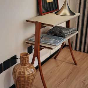 ชั้นวางหนังสือไม้สไตล์กลางโบราณโดย Meizhiqiao ชั้นคู่ไม้รูบี้ ชั้นวางเก็บของโซฟาห้องนั่งเล่น ผู้จัดการทางเข้า