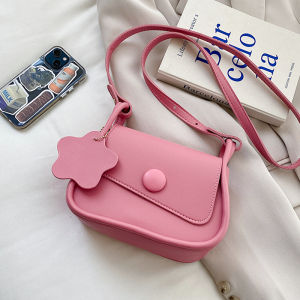 Fashionable Korean Style Womens Saddle Bag Summer 2023 New Trendy Shoulder Crossbody Bag Soft PU Leather Pure Color Casual