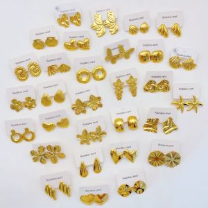5/10/20/30Pairs Fashion Stainless Steel Heart Flower Starfish Earrings For Women Mix Style Simple Daily Party Gift Jewelry