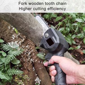 PowTools [Local Stock+COD] 6 inch Cordless Chainsaw Mini Handheld Electric Chain Saw with Rechargeable 1500 mAh Battery + US Plug Charger for Tree Trimming Branch Wood Cutting