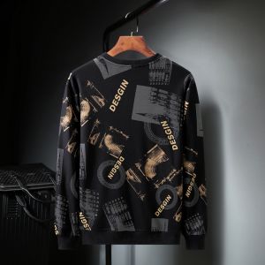 plus Size Mens Stripe Sweatshirt Casual Loose Long Sleeve round Neck Top Trendy Spring Autumn Comfortable Breathable Polyester