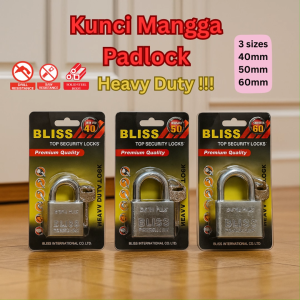 Bliss pad lock heavy duty/kunci mangga 40/50/60mm