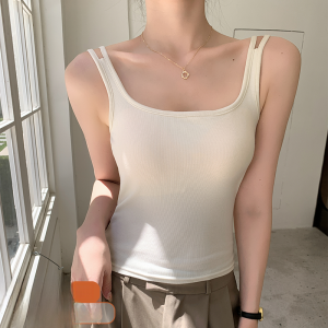 MiiOW | Womens Strap Vest Double Shoulder Strap Chest Pad Integrated Summer Outdoor Wear 2025 New Short Inner Match Base Shirt