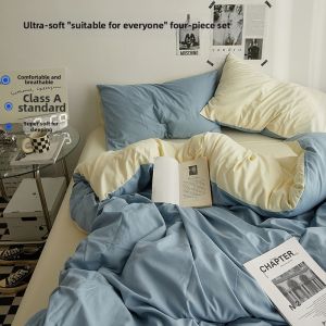 Simple Japanese Style Baby Safe Grade A Plain Color Bedding Set