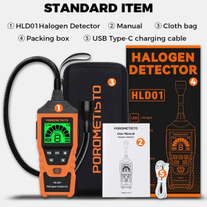 HLD01 Halogen Leak Detector High Sensitivity Freon Leak Detector R22 R410A R134A R1234YF Air Conditioning Leak Detection Tool