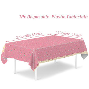 Pink Donut Disposable Tablecloth Doughnut Table Cover Girls 1st Birthday Party Decor Kids Wedding Birthday Supplies Baby Shower