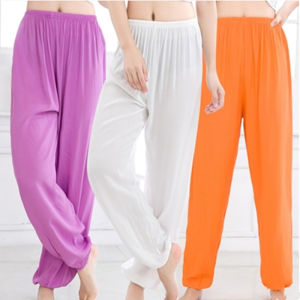 Mens and Womens Bloomers Cotton Silk Trousers Rayon Anti Mosquito Pants Yoga Thin Dance Wide Leg Adult Tai Ji Pants Summer