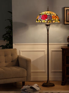 YIXUAN | European Rustic Large Glass Floor Lamp with Remote Control LED Smart Light