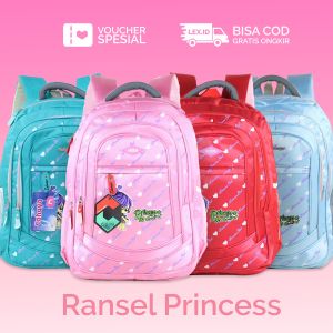 Tas Anak SD Perempuan Premium BONUS Ransel 2023 Princess Ransel Cewek Premium Cahaya Princess Warna Tosca Backpack Sekolah Anak Perempuan SD SMP Free Raincover Tas Piknik Jalan Traveling Girls Premium Backpack Bahan Tebal Jahitan Kuat Kapasitas Besar