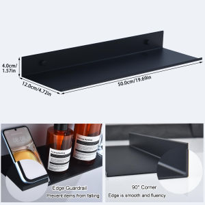 30/40/50cm Wall Shelf Metal Bathroom Floating Shelves No Drill Mirror Shower Organizer for Living Room Kitchen Storage Ledge