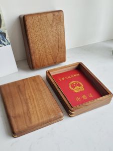 Black Walnut Solid Wood Jewelry Box Wedding Certificate Rectangular Box Simple Wooden Marriage Gift for Couples