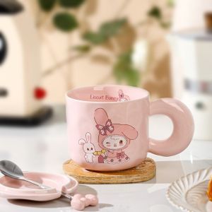 Pink New Ceramic Cup Girls Cute Cartoon Childrens Cups Birthday Gift Mark Cup New Arrival