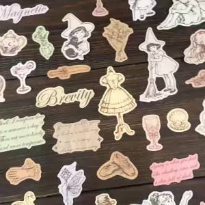 Mr.paper | Mr.Paper 4 Packs Writeable Paper Stickers Vintage Creative Pattern Decals for Student Journal DIY Gift Craft Supplies