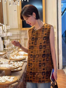 YUFUQING | New Chinese Style Vintage Mid-Length Sleeveless Printed Shirt Women Summer New Design Loose Unique Top High Waist Long Pants