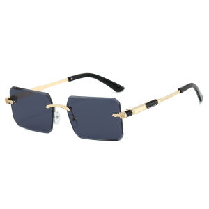 New Rimless Square Cut Sunglasses - Thin Metal Frame Stylish & UV-Protective Trendy Shades