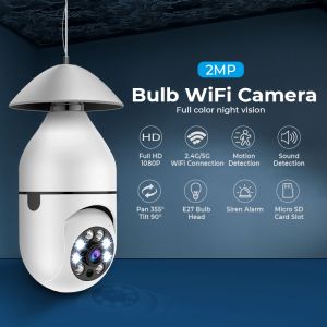 Bulb CCTV Camera V380 Infrared Night Vision Wifi connection support both 2.4G & 5G Two way audio indoor and Outdoor camera