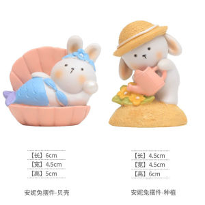 Healing 2023 Rabbit Year Desktop Decorations Creative Resin Cartoon Animal Figurines Office Desk Car Ornament Gifts for Her