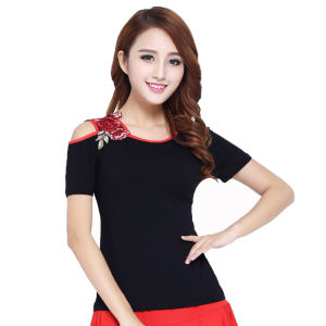 Modale Short Sleeve Dancewear T-Shirt for Women Square Dancing Practice Uniform Spring Autumn Performance Pure Color Slim Fit