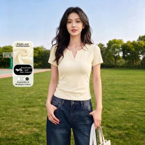 BALENO | Yellow V-Neck Slim Fit Short Tee