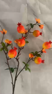 Ảnh thật - Cành lựu giả trang trí quả vàng đỏ cao 88cm dùng cắm bình gắn cây decor nhà cửa – lên bình siêu sáng