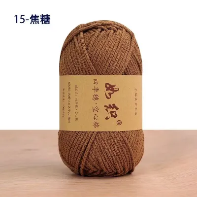 Benang Kait Beg Hollow Cotton Thread 2mm Crochet Knitting Cotton +Polyester Yarn Hand-Woven Bag Hat round Strand 100g