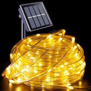 LED Festoon PVC หลอดเชือก String Light Christmas Garden รั้วงานแต่งงานตกแต่งระเบียง Garland พลังงานแสงอาทิตย์กลางแจ้งไฟ