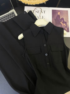 PAIBOLI | Elegant Black Midi Dress French Style Long Skirt Sleeveless Luxury Anti-Aging Womens Fashion Summer 2025 Gown By Pabarli