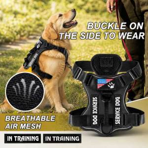 Teekland Service Dog Harness Reflective Dog Vest Harness with 5 PCS Patches Adjustable Soft Oxford Pet Harness Inner Layer Mesh Easy to Control for Dogs