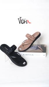 Sandal Wanita Casual Terbaru Flat Motif Kepang Aghnia Sendal Jepit  Tebal 2cm Outsole Empuk DN04