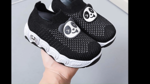 New Kids Fashion Sneakers - Casual Mesh Slip-On Shoes with Cartoon Panda Design for Boys and Girls