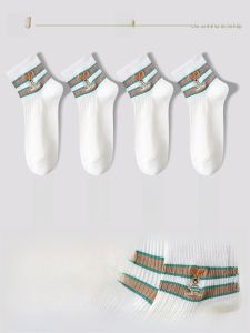 JINGCHI | Tất ngắn cotton pha trộn kháng khuẩn chống mùi mùa hè cho nữ Tất ngắn kẻ sọc dễ thương phong cách Nhật Bản Tất mỏng mùa hè