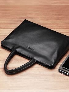 FEGER | Feger Genuine Leather Mens Handbag Casual Horizontal Style Business Bag Fits 14 Inch Laptop Trendy Cowhide Leather Bag